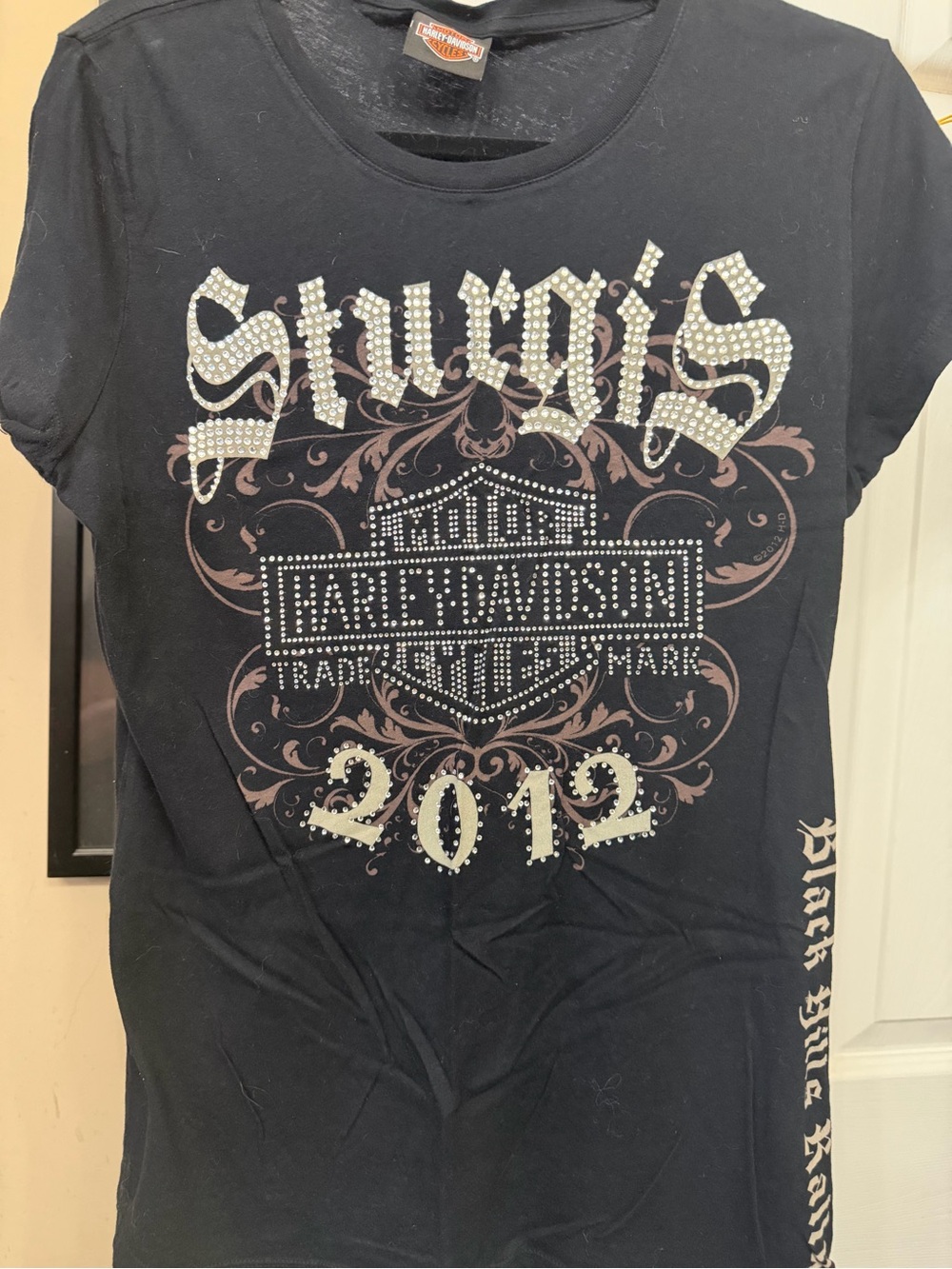 Harley-Davidson Black Girls Rhinestone Sturgis 2012 Graphic Tee